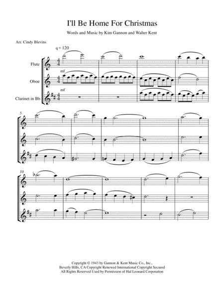 I Will Be Home For Christmas For Flute Oboe And Clarinet Page 2