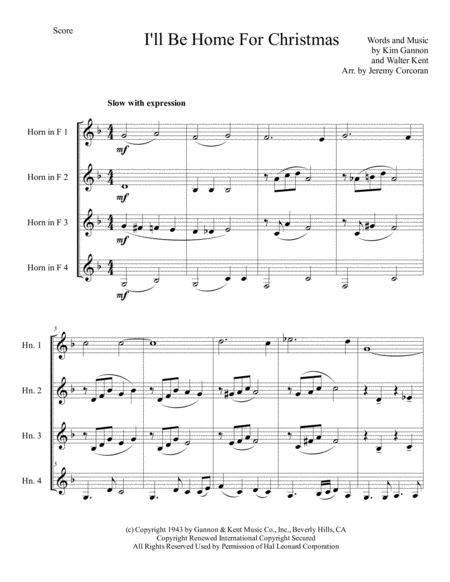 I Will Be Home For Christmas For French Horn Quartet Page 2