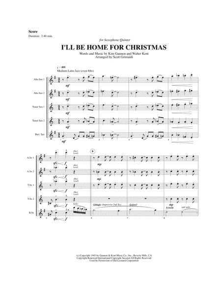 I Will Be Home For Christmas For Saxophone Quintet Aattb Page 2