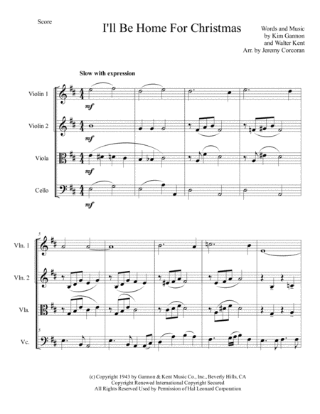 I Will Be Home For Christmas For String Quartet Page 2