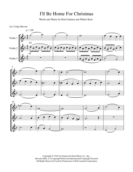 I Will Be Home For Christmas For Violin Trio Page 2