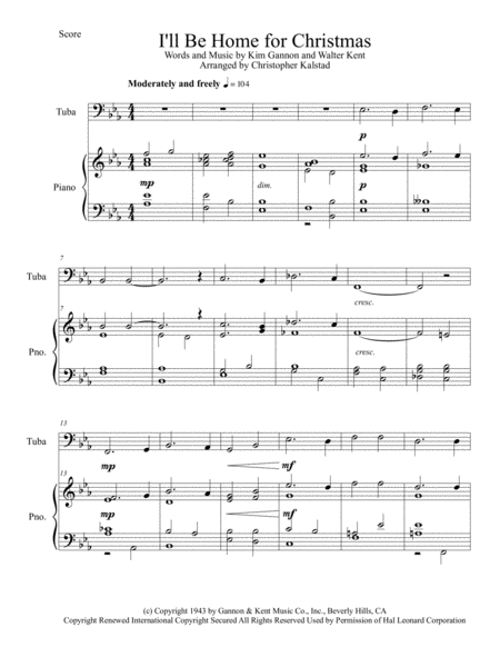I Will Be Home For Christmas Tuba And Piano Page 2