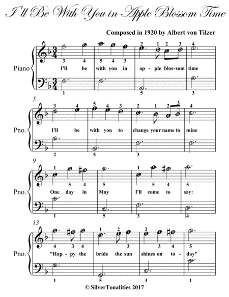 I Will Be With You In Apple Blossom Time Easiest Piano Sheet Music Page 2