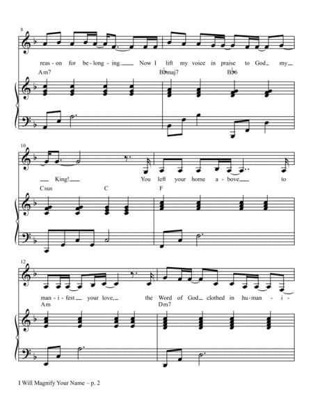 I Will Magnify Your Name Piano Vocal Solo Page 2