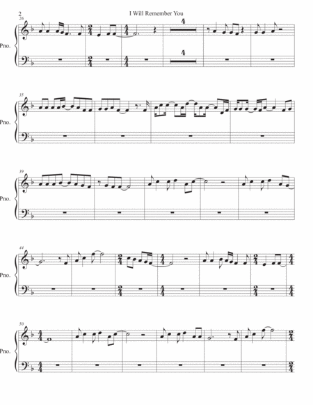 I Will Remember You Piano Page 2