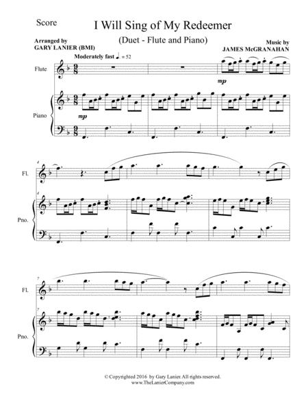 I Will Sing Of My Redeemer Duet Flute Piano With Score Part Page 2