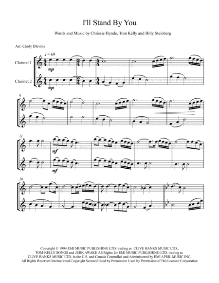 I Will Stand By You Arranged For Clarinet Duet Page 2