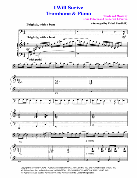 I Will Survive For Trombone And Piano With Improvisation Page 2