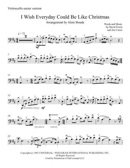 I Wish Everyday Could Be Like Christmas Arrangement For Violoncello And Piano Page 2