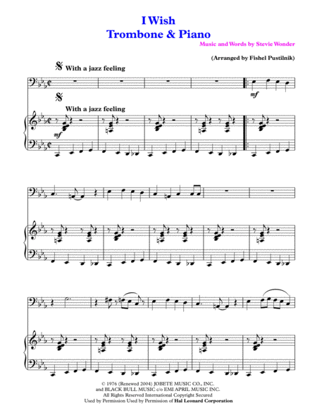 I Wish For Trombone And Piano Jazz Pop Version Page 2