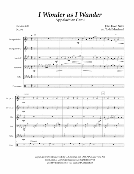 I Wonder As I Wander Appalachian Carol Brass Quintet Page 2