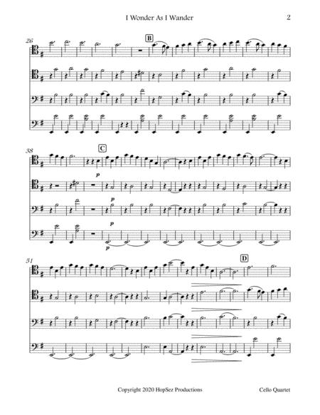 I Wonder As I Wander Cello Quartet Page 2