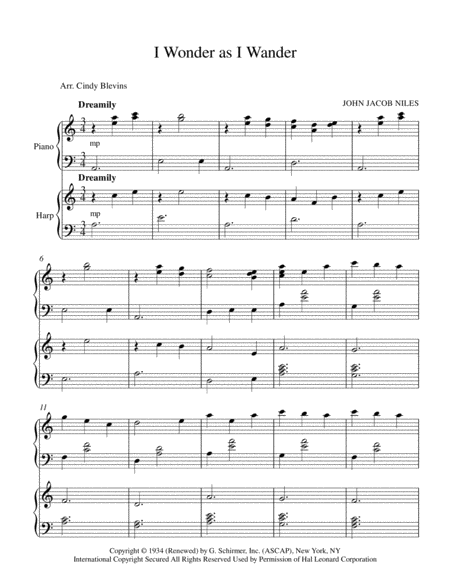 I Wonder As I Wander Piano And Harp Duet Page 2