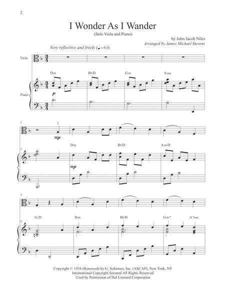 I Wonder As I Wander Viola Piano Page 2