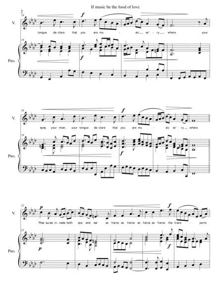 If Music Be The Food Of Love For Medium Voice And Piano Page 2