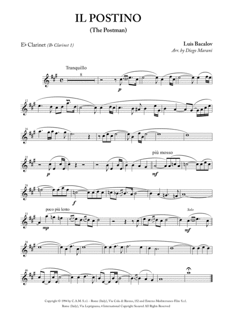 Il Postino The Postman For Clarinet Quartet Page 2