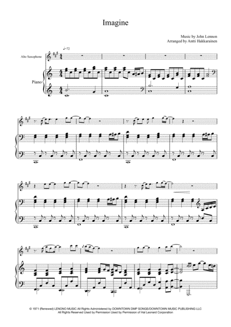 Imagine Alto Saxophone Piano Page 2