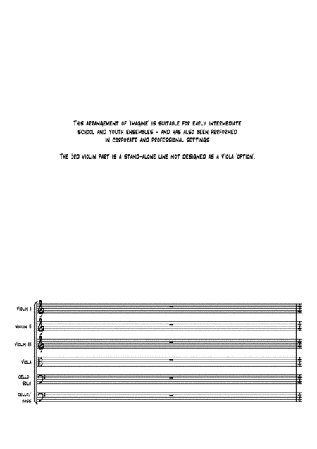 Imagine Lennon String Chamber Orchestra 6 Parts Early Intermediate To Professional Ensemble Page 2
