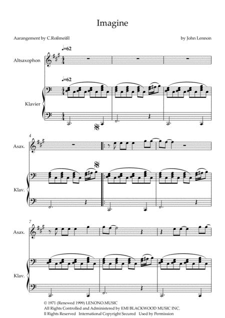 Imagine With Altosax And Piano Page 2