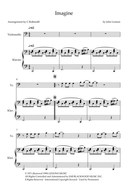 Imagine With Cello And Piano Page 2