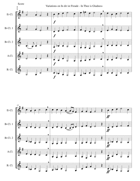 In Dir Ist Freude In Thee Is Gladness For Clarinet Quintet E Flat 2 B Flats Alto Bass Page 2