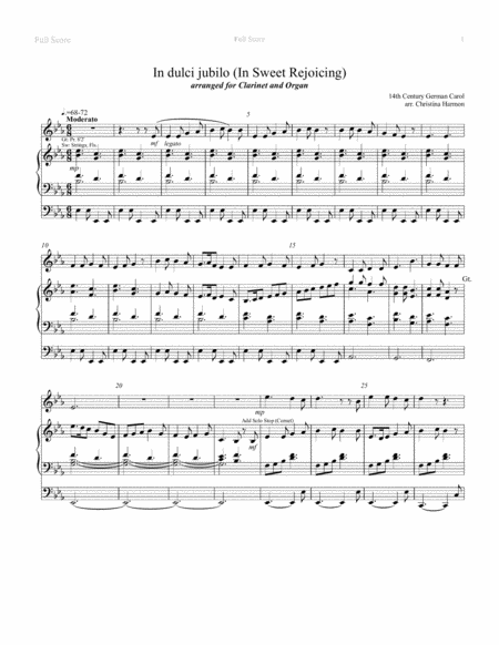 In Dulci Jubilo In Sweet Rejoicing Clarinet And Organ Page 2