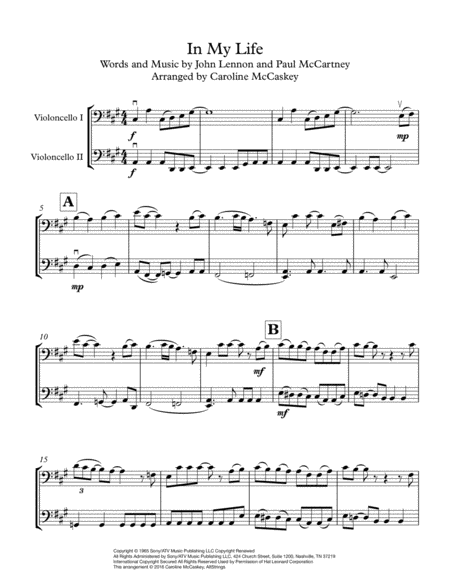 In My Life Cello Duet Page 2