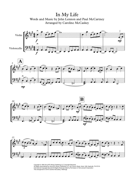 In My Life Violin And Cello Duet Page 2