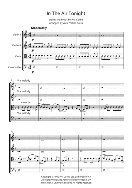 In The Air Tonight By Phil Collins String Quartet Page 2