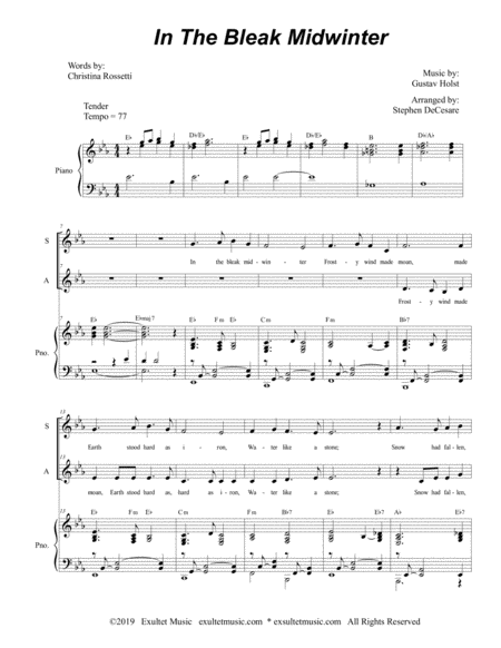 In The Bleak Midwinter Duet For Soprano And Alto Solo Page 2