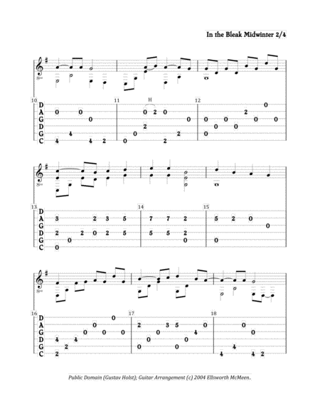 In The Bleak Midwinter For Fingerstyle Guitar Tuned Cgdgad Page 2