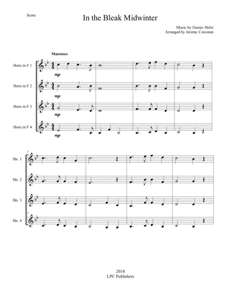 In The Bleak Midwinter For French Horn Quartet Page 2