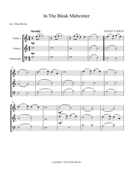 In The Bleak Midwinter For Two Violins And Cello Page 2