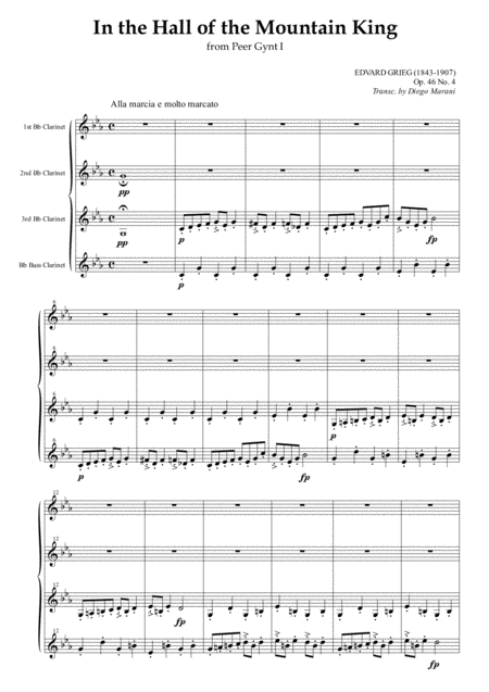 In The Hall Of The Mountain King From Peer Gynt For Clarinet Quartet Page 2