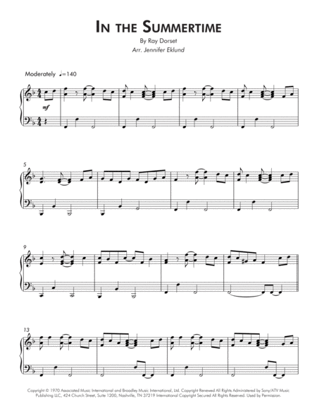 In The Summertime Early Intermediate Piano Page 2