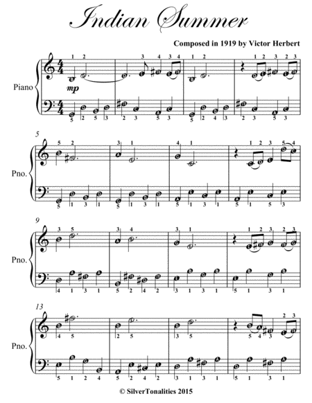 Indian Summer Easiest Piano Sheet Music Page 2