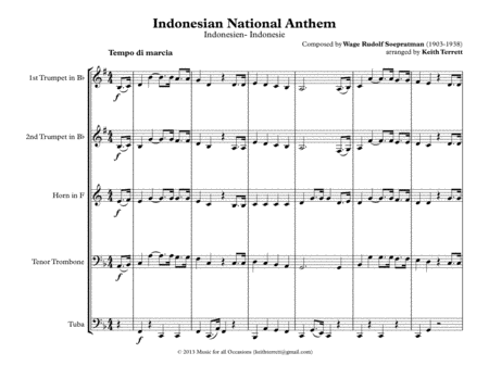 Indonesian National Anthem Indonesia Raya For Brass Quintet Page 2