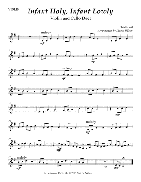 Infant Holy Infant Lowly Easy Violin And Cello Duet Page 2