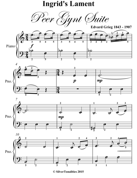 Ingrids Lament Peer Gynt Suite Easy Piano Sheet Music Page 2