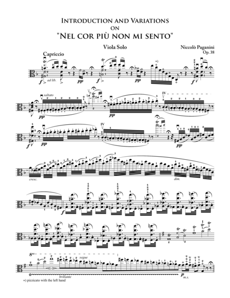 Introduction And Variations On Nel Cor Piu Non Mi Sento Transcribed For Viola Page 2