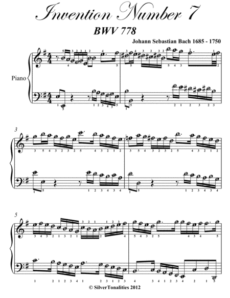 Invention Number 7 Bwv 778 Easy Piano Sheet Music Page 2