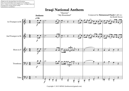 Iraqi National Anthem Mawtini My Homeland For Brass Quintet Page 2