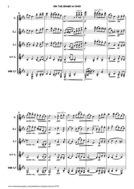 Irish Tune From County Derry By Percy Aldridge Grainger For Clarinet Quintet Page 2