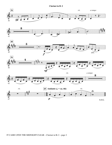 It Came Upon The Midnight Clear Bb Clarinet 2 Page 2