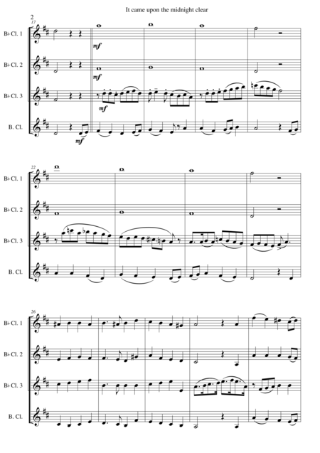 It Came Upon The Midnight Clear For Clarinet Quartet 3 B Flats And 1 Bass Page 2