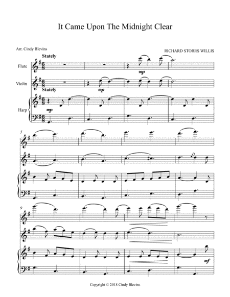 It Came Upon The Midnight Clear For Harp Flute And Violin Page 2