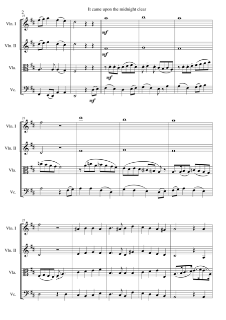 It Came Upon The Midnight Clear For String Quartet Page 2
