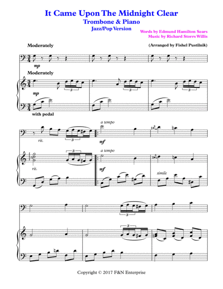 It Came Upon The Midnight Clear For Trombone And Piano Page 2