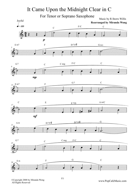 It Came Upon The Midnight Clear Tenor Or Soprano Saxophone Solo Page 2