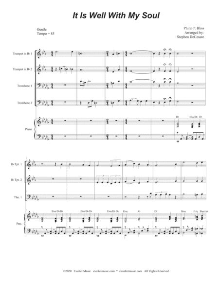 It Is Well With My Soul Brass Quartet And Piano Alternate Version Page 2